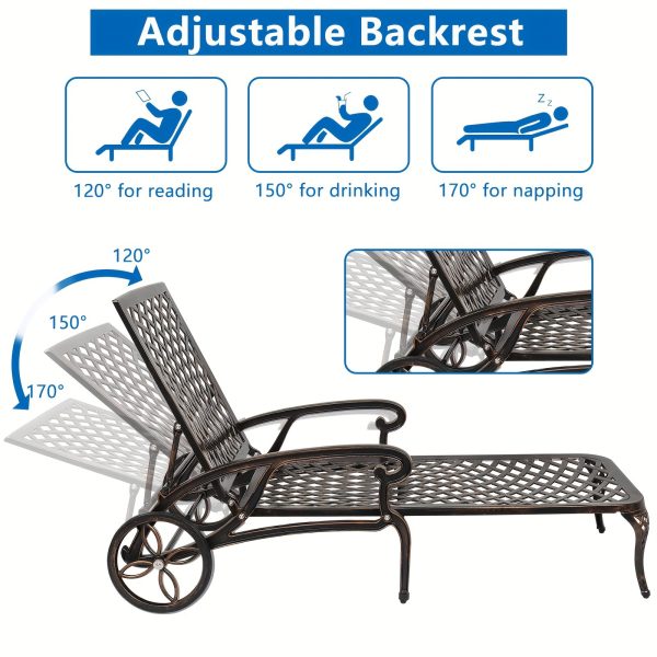 product-fancy-64689e22-0fc0-4d19-927a-03b739cafb8f 75.98*25.39*36.61inch Backrest Adjustable Courtyard Cast Aluminum Lying Bed Bench Bronze
