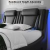 product-fancy-6481dbe9-43fc-473a-aaf0-98adaacd276b Upholstered Bed Frame Available in Full, Queen, And King Sizes Featuring an Adjustable Headboard, a Wavy Design, a Removable Backrest, And Solid Wooden Slats for Support, Eliminating The Need for a Box Spring, Offered in Faux Leather in White