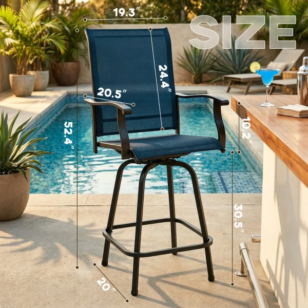 product-fancy-64aa12e4-bef5-4b31-b34e-602df50d9de7 Outdoor High-Back Rotating Dining Chair (2pcs Set/ 4pcs Set, All-Weather 360° Rotating High-Backed Outdoor Patio Dining Chair, Forged Carbon Steel Fabric Patio Chair Set, Suitable for Patios, Lawns And Gardens (Blue/Black/Brown/Grey))