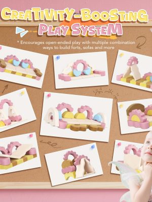 23pcs Modular Kids Play Couches - Convertible, Multifunctional Foam Toddler Couches for Inspiring Child Creativity, Kids Nugget Sofas for Playroom & Bedroom (Flower Theme)