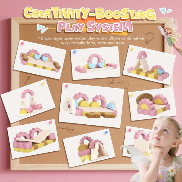 product-fancy-64cf5703-bd8c-4d4b-8370-abc0f572afbc 23pcs Modular Kids Play Couches - Convertible, Multifunctional Foam Toddler Couches for Inspiring Child Creativity, Kids Nugget Sofas for Playroom & Bedroom (Flower Theme)
