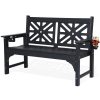 product-fancy-64eead32-7f9e-4285-859d-674cb4d94c9c Outdoor Bench with Cup Holders, HDPE Weatherproof Garden Bench 2-Person, Fade/Rot Resistance Patio Benches for Porch And Park