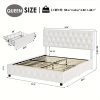 product-fancy-6506b457-90ad-4e64-a6b4-33cb7fce489e Modern Upholstered Bed Frame with 4 Storage Drawers, Platform Bed Frame with Button Tufted Headboard, Solid Wooden Slat Support