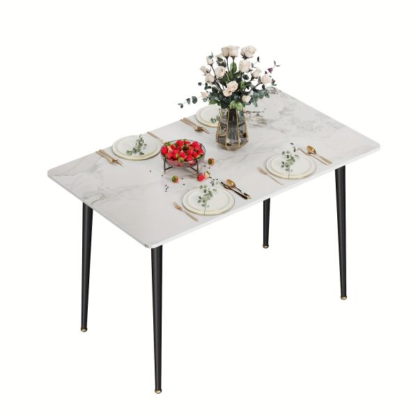 product-fancy-6506b62b-93d9-4c7d-aec1-168840c4654e AESOME 47.2" Dining Table - Rectangular 4-6 Seat Dinner Table With Marble Sintered Stone Table Top - Tapered Metal Legs For Dining Room Restaurant And Living Room Furniture