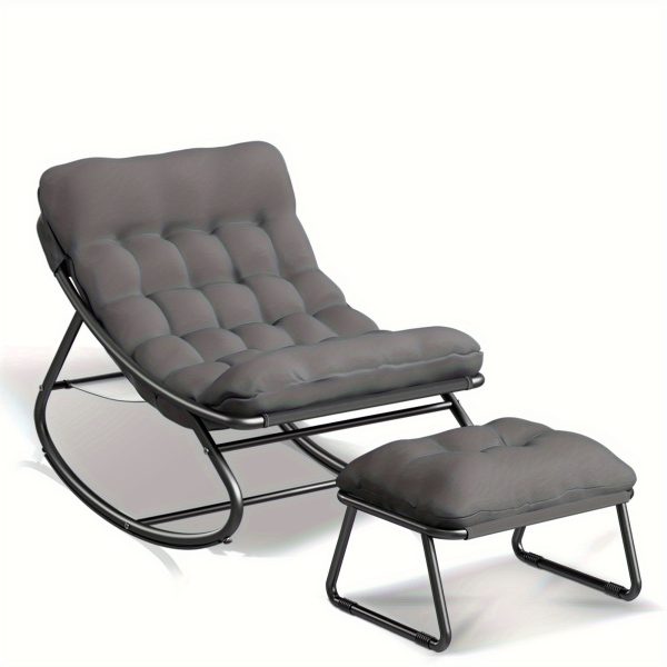 product-fancy-65160911-d75f-41ee-aa34-88d92cbea86d Oversized Rocking Chair with Cushion • Comfy Egg Glider Rocking Chairs Indoor with Footrest • Outdoor Patio Lounge Chair Rocker Chairs for Living Room Bedroom Balcony Porch