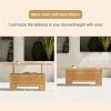 [Outdoor Wicker Table] Extendable Outdoor Wicker Coffee Table Measuring 51.25 Inches in Length And 27 Inches in Width, Featuring a Luxurious Brown Woodgrain End That Offers a Natural Feel And Outstanding Durability