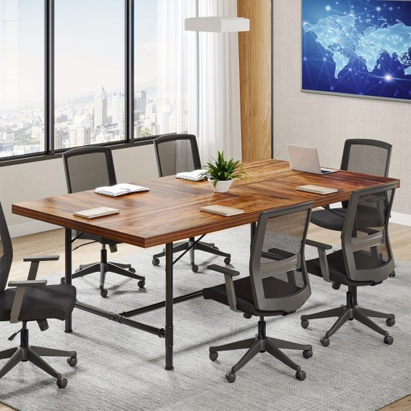 product-fancy-65557324-d007-41c6-9791-54f22c2d8b77 6FT Conference Table, 70.8" W X 35.4" D Rustic Rectangle Meeting Table, Modern Seminar Desk For Office Meeting, Conference Room