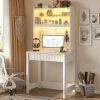 product-fancy-655d24ce-59f4-4103-92a7-aaceef70bb76 HWB Modern Computer Desk with Pegboard, 64" Home Office Desk with LED Lights & Charging Station, Small Study Desk with Hutch And Storage Shelves for Bedroom