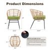 [Outdoor Patio Set] 3pcs All-Weather Outdoor Patio Furniture Set Suitable for Garden, Balcony & Poolside - Metal Frame Wicker Rattan Conversation Set with Cushions & Coffee Table, -Filled Chairs (Green)