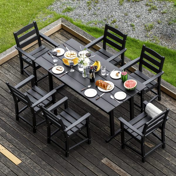 Nalone Patio Dining Table Set, HDPE Outdoor Dining Sets with Table, Dining Furniture Set with Umbrella Hole