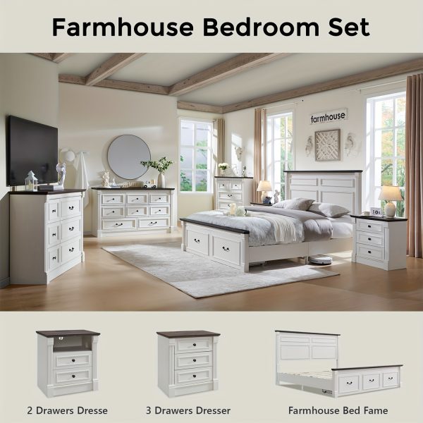 product-fancy-660ac0d5-d699-4648-b9bc-fa9ab572fcd3 26 Inch High Farmhouse Bedside Table Set of 2, 3 Drawer Side Table with Charging Station, 23.6 Inch Wide Side Table with Roman Posts, Wooden Country Style Bedside Table for Bedroom, Living Room