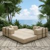 [Modular Sofa Bed] 107.8 Inch Corduroy Modular Sofa Bed - Convertible King Bed Suitable for Patio, Balcony & Beach House, No Assembly Required Outdoor Couch with Foam Frame, High-Density Foam Cushioning, Luxury for -Weather Living Room Furniture