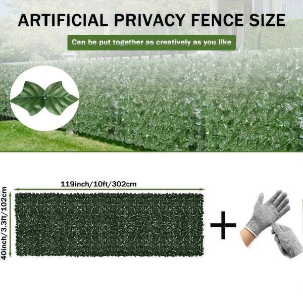 product-fancy-662b7c6b-85b3-472e-b8ea-e9fc45610f34 119 X 40 Inch Artificial Ivy for privacy Screen Realistic Faux Greenery Wall Panel For Outdoor Home Garden And Patio Decor Perfect For Privacy And Aesthetic Enhancement Including Work Gloves