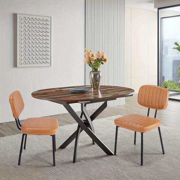 PU Leather Office Chair, Armless Soft Seat, Premium Texture, Suitable for Office and Bedroom, 2pcs, Black, Brown, White