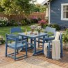 5- And 7pcs Patio Dining Set, Outdoor Table And Chairs, All Weather Furniture with Umbrella Hole for Backyard Garden Deck Lawn Pool
