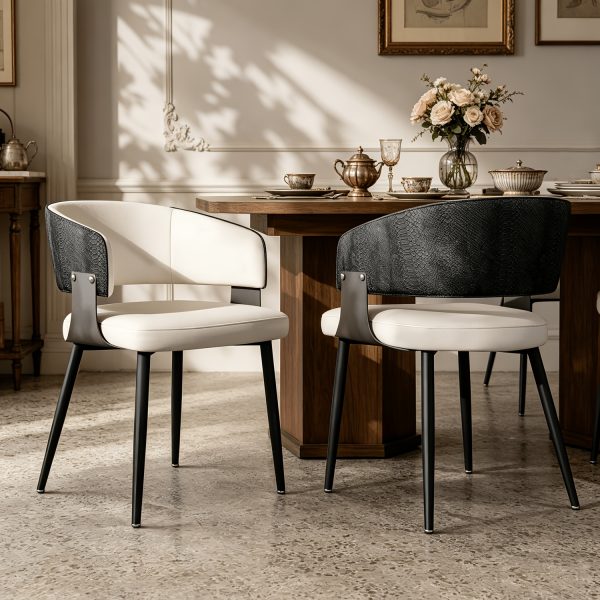 product-fancy-66a26252-7abe-48a1-a9b9-fe8da8cde791 AESOME Mid-Century Dining Chairs Set of 2 Crocodile-Textured Back Upholstered Kitchen Chairs for Living Room Lounge, Luxury Microfiber Faux Leather Dining Room Chair, Easy Assembly (Chairs Solely)