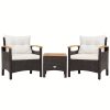 product-fancy-66a3dab5-0c2e-4f78-9e71-0442c9b7425f 3pcs Patio Rattan Furniture Set Wooden Armrest Table Top Cushioned Deck