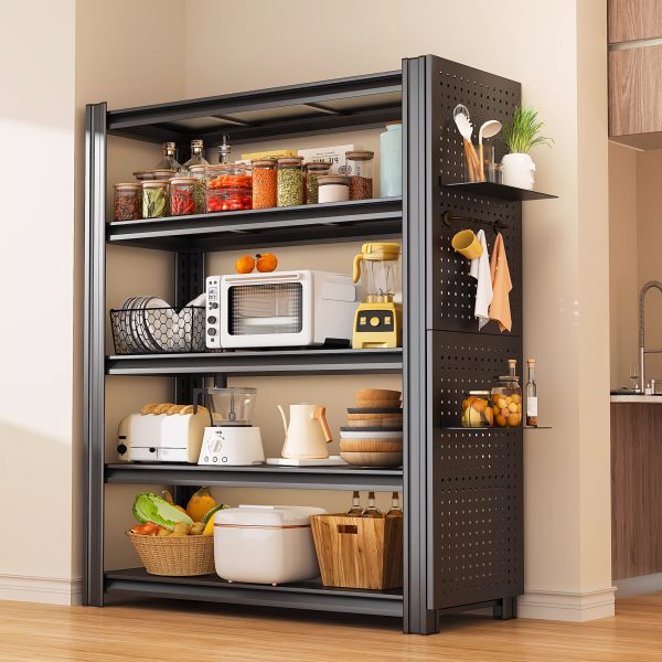 product-fancy-66cc4c06-5866-45f2-9aa5-c064f2d9ce1b 5-Tier Heavy-Duty Adjustable Kitchen Storage Shelf with Modular Shelving System & -Standing Suitable for Kitchen Organizers, Garage Tools, Microwave Stand, Baker's Rack, Utility Shelves - Assembly, Space-Saving Unit