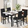product-fancy-66d282fd-e684-4e2d-9280-01ef71ef06f3 Dining Table Set For 4, Faux Marble Small Dining Room Table Set For 4, Modern Upholstered PU Leather Chairs