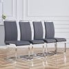 Modern Dining Chairs Set of 4, High Back White Kitchen Chairs, Faux Leather Side Chair with Gold Plated Metal Legs, Easy to Install Upholstered Dining Chairs, Ideal for Living Room, Easy to Install (Golden/Silver Leg) Local Warehouse