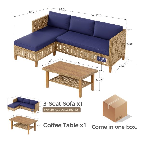 [Boho Wicker Patio Set] 1/2 Packages Shipping MixPatio Boho Wicker Patio Furniture Sofa Set, 3/6 Seaters, Outdoor Rattan Sectional Sets Conversation Set - Weather-Resistant, With Dual Storage Coffee Table for Garden, Patio & Deck