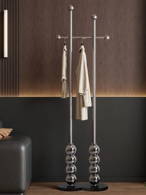 Metal Freestanding Coat Rack with Stainless Steel Double Rods & Marble Base, Hanging Clothes Rack for Entryway, Hallway, Bedroom, Living Room, Hallway Organizer, Entryway Storage, Contemporary Furniture, Modern Coat Hanger, Durable Construction, Highquality Materials, Freestanding Hanger, Versatile Organizer, Apartment Living, Interior Decorators