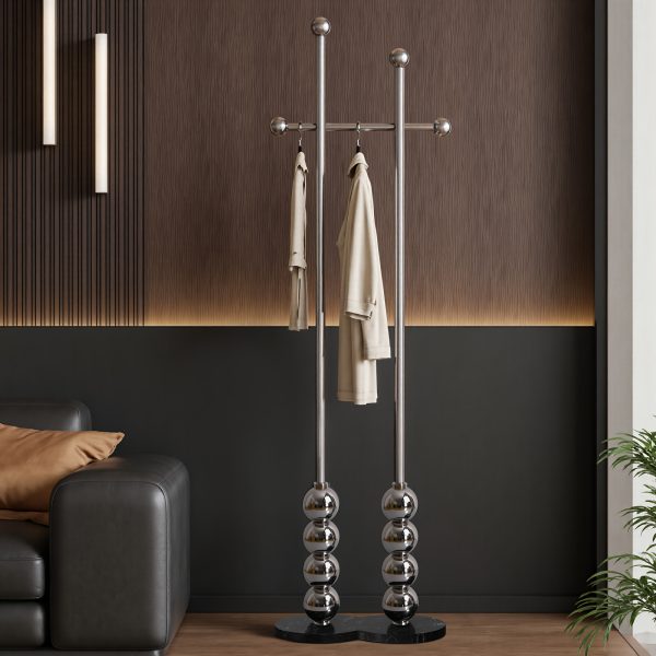 product-fancy-67a8a45d-5a6e-4e49-a8b4-ccb41a53902f Metal Freestanding Coat Rack with Stainless Steel Double Rods & Marble Base, Hanging Clothes Rack for Entryway, Hallway, Bedroom, Living Room, Hallway Organizer, Entryway Storage, Contemporary Furniture, Modern Coat Hanger, Durable Construction, Highquality Materials, Freestanding Hanger, Versatile Organizer, Apartment Living, Interior Decorators