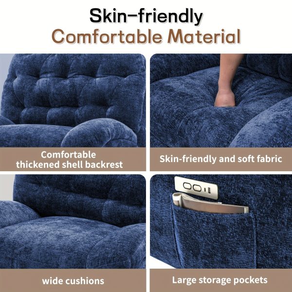 product-fancy-67f2477a-3051-4d9c-9801-dac7f33cdeb2 Large Swivel Recliner, Adult Rocking Electric Recliner, Electric Recliner, Comfortable Soft-shell Recliner, with USB Port And Living Room Storage Space, Chenille Fabric, Free Shipping