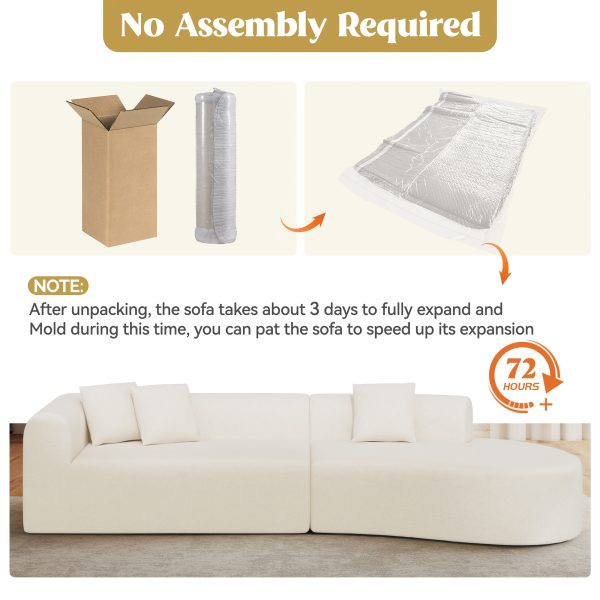 product-fancy-67f5878a-554d-47ed-bc15-cceffeb19f33 116" Curved Sofa with Throw Pillows, 4-Seater Luxury Chenille Fabric with Fully Assembled Long Lounge Sofa, Living Room Curved Sectional Sofa Chaise Lounge