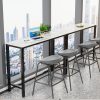 AESOME Counter Height Table Rectangle Sintered Stone Tabletop 47.2in Narrow Long Kitchen Dining Table 41.4in High Top Table Living Room Furniture, Sturdy Metal Frame