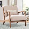 product-fancy-6826988f-71c9-4de7-bebf-3dc930a97e51 Mid-Century Modern Upholstered Accent Chair with Solid Wood Frame & Extra Pillow, Linen Lounge Reading Armchair for Game & Recreation Room Furniture
