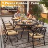 product-fancy-6826f3e9-3492-41e1-9c31-47be780d1dae 9pcs Cast Aluminum Patio Furniture, Outdoor Dining Sets for 8 Include 87" Oval Patio Dining Table And 8 Chairs with Cushions & Umbrella Hole (Bronze)