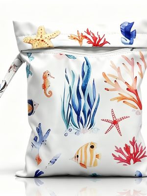 Reusable Wet Bag for Diaper Storage, 9.84in*12.2in, Perfect for Storing Swimwear, Travel Essentials, Beach Items, Pool Supplies, Dirty Workout Gear, and Cosmetics. Ideal for Beach Weddings and as Themed Gifts, Suitable as Holiday Presents