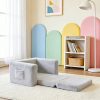 product-fancy-68850be2-b053-46f3-841b-43ba2fbe3279 Kids Sofa 2-in-1 Convertible to Recliner Chair - Soft Plush Gray/Pink/White Youngsters Lounge Chair with Storage Pocket, Cozy Folding Playroom Furniture for Boys And Girls, Youngsters Playroom Furniture Pocketed Armrests | Velvet Upholstery, Chair