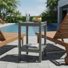 Outdoor HDPE Double-layer High Side Table, Leisure Side Table with Double-Layer Storage Design, Multifunctional Small Coffee Table, for Courtyard, Pool, Terrace And Balcony, Gray