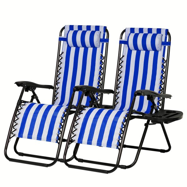product-fancy-69295216-e42c-4f06-a9c0-f6efe131632a Set Of 2 Adjustable Relaxing Chairs, Zero Gravity Recliners With Cup Holder, For Patio, Lawn, Garden, And Beach
