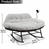 [Outdoor Rocking Chair] Double Outdoor Rocking Papasan Chair, 2-Person Oversized Loveseat Rocker with Thickened Soft Cushion And Rattan Wicker Frame for Patio, Garden, Balcony Relaxation