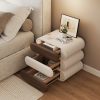 product-fancy-6957ac36-16ea-44af-a069-8491ba8a51bd Premium Mid-Century Wood Nightstand, 3-Tier End Table with Storage Drawers & Curved Profile Design, Elegant Bedside Table for Bedroom Or Living Room, White Brown, No Assembly Required High-Quality Craftsmanship, Christmas