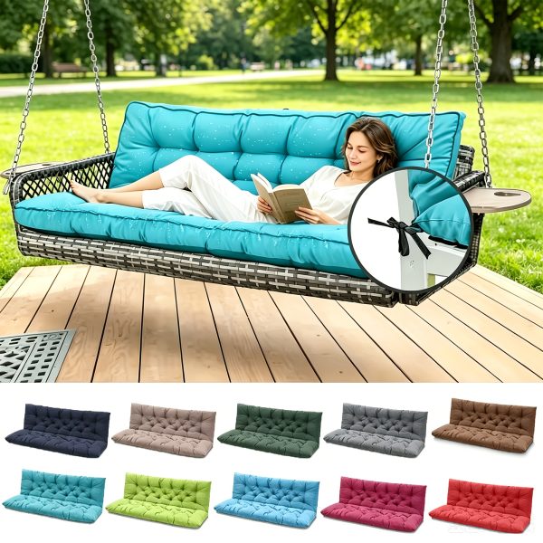 product-fancy-6963ff34-5c64-4906-8c44-c3186cee58ab 3-Seater Waterproof Outdoor Porch Swing Cushion with Backrest - Suitable for Outdoor Furniture, Thick 5" Cushion, Machine Washable Suitable for Patio Bench, Garden Swing Chair, Backyard Cushions for Poolside and Deck
