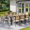 product-fancy-69772781-3003-4034-833a-15951c088aed 9pcs Patio Table And Chairs Set, Outdoor Furniture with Large Table And 8 Chairs, Dining Table Set for Backyard, Courtyard, Poolside, Brown