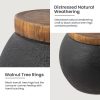 product-fancy-69820859-d870-4e66-87ec-b622adaa12fa 17" Outdoor Indoor Side Table for Patio, Accent Decorative Garden Stool Wooden-Look Top Concrete Table for Room Bedroom, Garden, Backyard