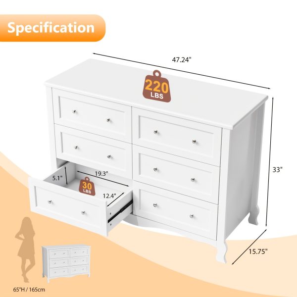 product-fancy-699470b7-ad53-429b-8f30-f28e91b35a47 Bonnlo Wood Dresser Chest Of Drawers, Clothes Storage Dressers with Curved Legs And 6 Drawer for Bedroom