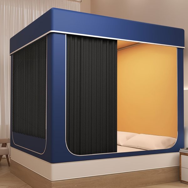 Bracket Set, Fully Enclosed Canopy Bed Curtain, Bed Frame Three-Piece Set