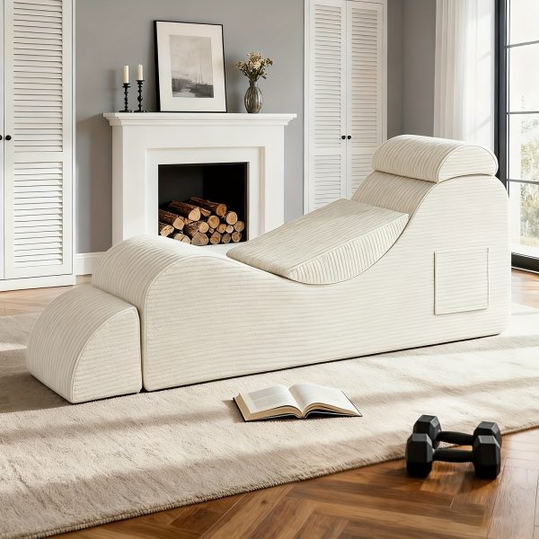 product-fancy-69a7cd27-8362-42b4-9beb-17e1ac0cb995 Yoga Chair Lounge for Adult, Ergonomic Chaise Lounge Chair with Side Pocket, Headrest, Waist Pad, Ottoman, Perfect for Stretching, Massage, And Relaxation, Used In Living Room, Bedroom, Lazy Sofa, Gaming Sofa