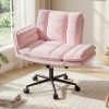 product-fancy-69cc1561-40e0-4712-9b42-35d703c2efae Modern Office Crossover Wheelchair, Luxurious Plush Vanity Chair with Wheels, Adjustable Armrests, Ergonomic Office Chair Suitable for Bedrooms, Computer Makeup Rooms, And Offices, Available in White, Black, Pink, And Gray, Stable And Durable
