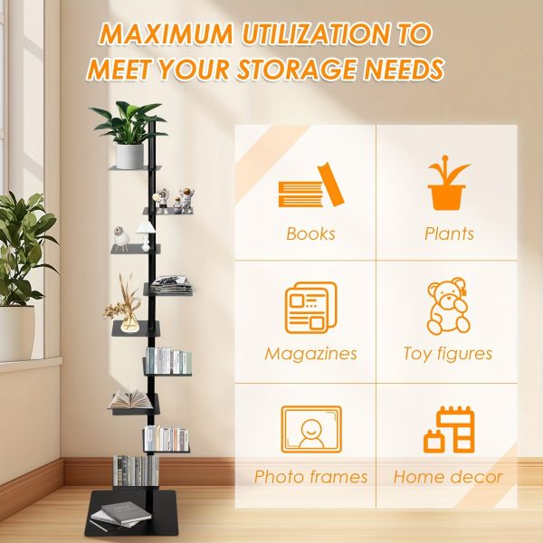product-fancy-69d035e6-3f02-4f0f-8cec-91032773d246 Spine Bookshelf | 9-layer Stylish Metal Bookshelf | Vertical Standing Book Tower | Study Bookshelf | Decorative Storage Rack for Decoration, Books, Storage, Bookcase, Small Plants