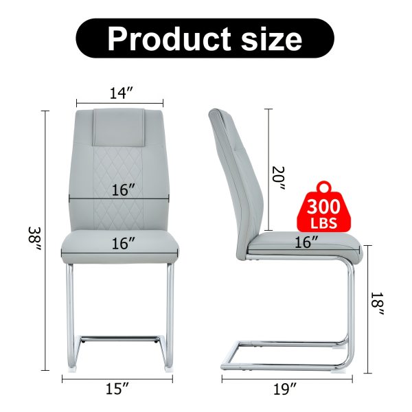 product-fancy-69e01982-4e9d-4842-bd16-531e08ec3e42 Modern PU Leather Dining Chairs Set of 4 - Light Gray/Dark Gray Suitable for Kitchen, Living Room & Dining Room, Foam Cushioned Seats, Cantilever Base with Anti-Slip Footpads, PVC-Coated Faux Leather Armless Chairs, Easy Assembly