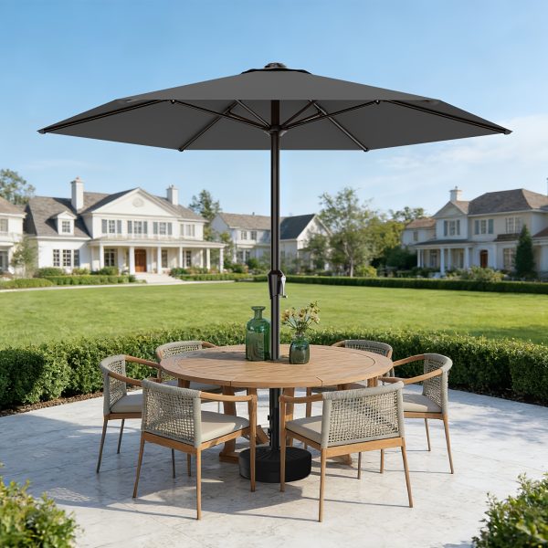 [Heavy Duty Patio Umbrella] 9ft Outdoor Umbrella, Heavy Duty Patio Umbrella with Crank, 6 Sturdy Ribs, UV Block for Market, Pool, Backyard, Garden (Base Sold Separately)