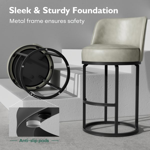 Office Products Office Furniture Guest & Reception Chairs, Counter Height Bar Stool, Swivel Barstools Set of 4, Upholstered Barstools with Backs, Metal Base, 26" Seat Height, White/Brown/Gray/Green