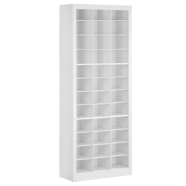 product-fancy-6a2d7fff-b56e-4b5f-856a-802df16ebbcf Shoe Storage Unit, Accommodates 36 Pairs, Freestanding Closet Organizer, 8.8-Inch Wide Wooden Shoe Organizer, 12-Tier Vertical Shoe Rack for Entryway And Bedroom, in White And Greige